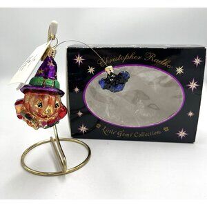 Radko Batty Jack Gem Christmas Halloween Pumpkin Bat Blown Glass Ornament READ